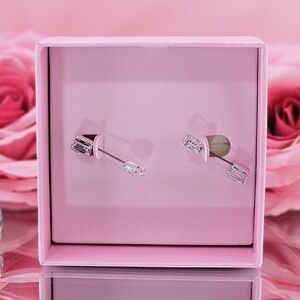 Swarovski Earrings Silver Tone Mesmera Dangle Earrings Modern Minimalist Gift